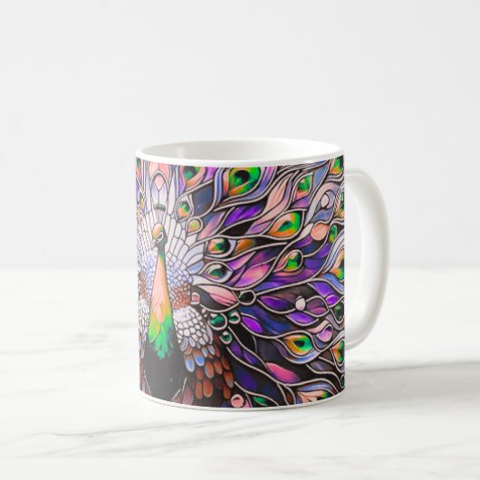 Mug "Peacock Feather Iridescent Aesthetic (Devant droit)