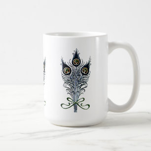 Mug Peacock Feathers Art Nouveau Vintage