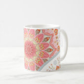Mug Peacock Feathers, Floral Round Ornament. (Devant droit)
