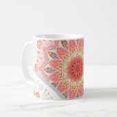 Mug Peacock Feathers, Floral Round Ornament. (Devant gauche)