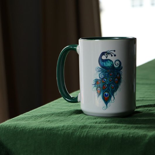 Mug Peacock Feathers Teal Peacocks       