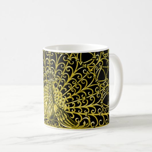 Mug Peacock Gold Art Nouveau (Devant droit)