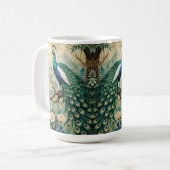Mug Peacock Golden Turquoise Floral Jungle (Devant gauche)