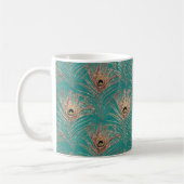 Mug Peacock motif parties scintillant or turquoise élé (Gauche)