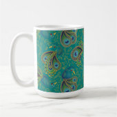 Mug Peacock Paisley Royal Teal Monogram (Gauche)