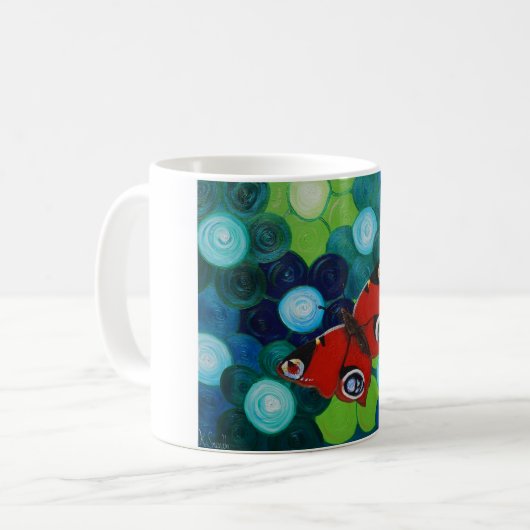 Mug Peacock Papillon peint (Devant gauche)