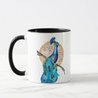 Mug Peacock Shine art, no background, with Isaiah 60:1