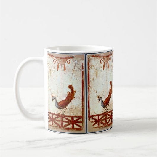 Mug Peacock sur Fresco Ancienne peinture romaine antiq (Gauche)