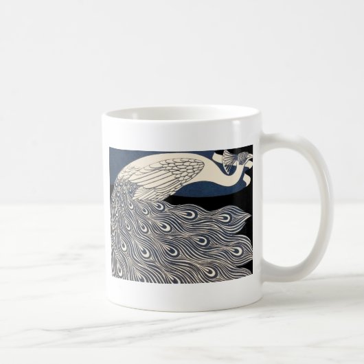 Mug Peacock Vintage Bleu Art Nouveau (Droite)