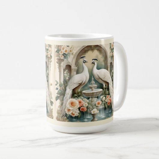 Mug Peacocks blancs à la Fontaine (Devant droit)