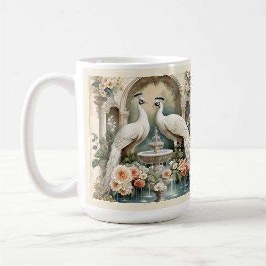 Mug Peacocks blancs à la Fontaine (Gauche)