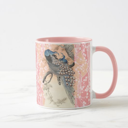 Mug PEACOCKS, ROSE BLANC FLEURS SAKURA Japonais Floral (Droite)