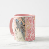 Mug PEACOCKS, ROSE BLANC FLEURS SAKURA Japonais Floral (Devant gauche)