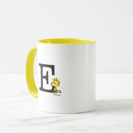 Mug PEANUTS | Bois | Monogramme E (Devant gauche)