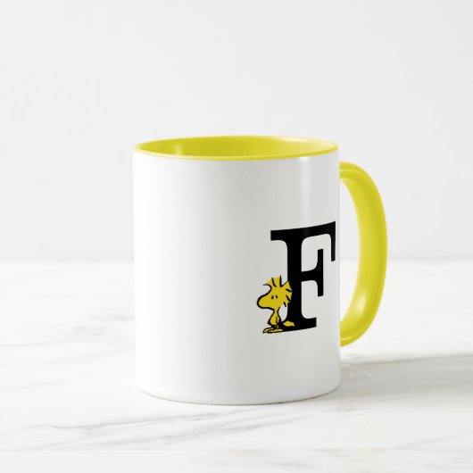 Mug PEANUTS | Bois | Monogramme F (Devant droit)