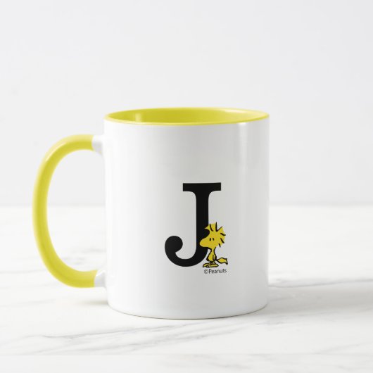 Mug PEANUTS | Bois | Monogramme J (Gauche)