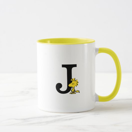 Mug PEANUTS | Bois | Monogramme J (Droite)