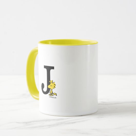 Mug PEANUTS | Bois | Monogramme J (Devant gauche)