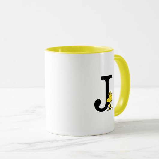 Mug PEANUTS | Bois | Monogramme J (Devant droit)