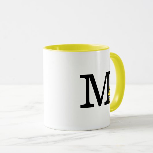 Mug PEANUTS | Bois | Monogramme M (Devant droit)