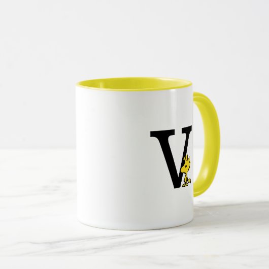 Mug PEANUTS | Bois | Monogramme V (Devant droit)