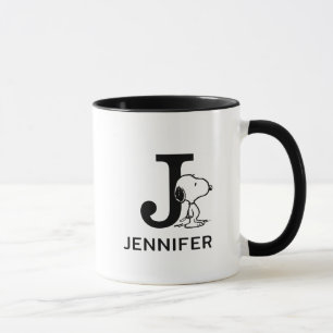 Mug Peanuts Nom et monogramme de Snoopy J