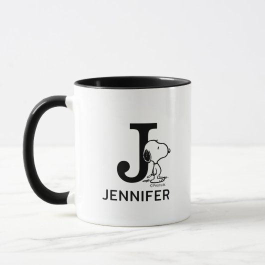 Mug Peanuts | Nom et monogramme de Snoopy J (Gauche)