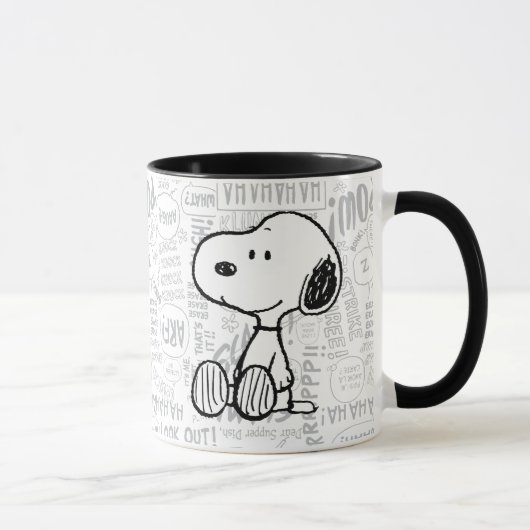 Mug PEANUTS | Snoopy on Black White Comics (Droite)