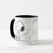 Mug PEANUTS | Snoopy on Black White Comics (Devant gauche)