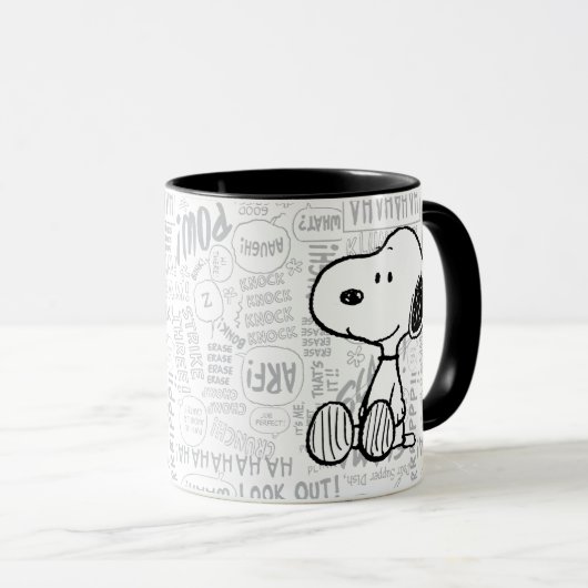 Mug PEANUTS | Snoopy on Black White Comics (Devant droit)