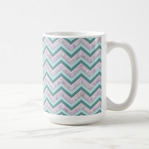 Mug Pearl Floral Turquoise ZigZag Motif