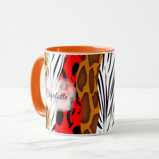 Mug Peau animale funky coloré Motif personnalisé (Devant gauche)