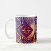 Mug Peau de serpent chatoyante en violet et or monogra (Gauche)
