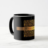 Mug Peau léopard Black Honey Gold Stripes Nom Safari (Devant gauche)