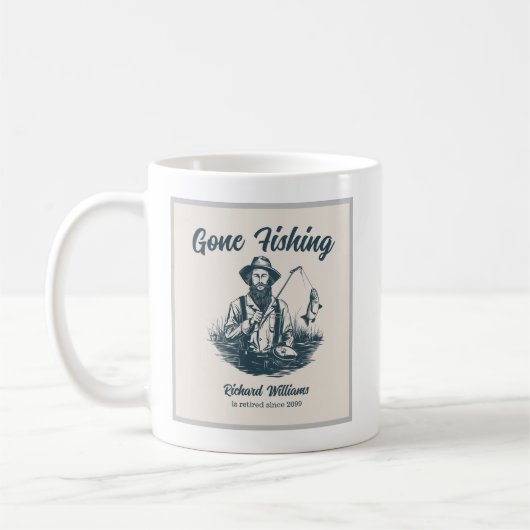 Mug Pêche à la retraite pêcheur Vintage cadeau (Gauche)