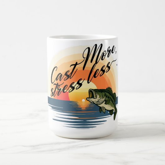 Mug Pêche au Bass Trophy Graphique Lancer plus, stress (Centre)
