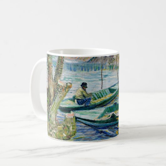 Mug Pêche au printemps par Vincent van Gogh (Devant gauche)