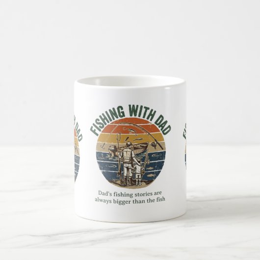 Mug Pêche avec papa vintage, design rétro (Centre)