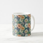 Mug Pêche Bleu Blanc Vert Floral (Devant droit)