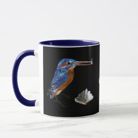 Mug PÊCHE, Bleu électrique, Noir (Gauche)