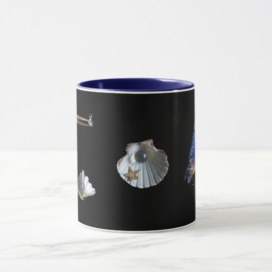 Mug PÊCHE, Bleu électrique, Noir (Centre)