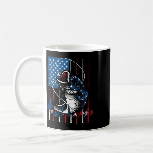 Mug Pêche Cool Pour Hommes Femmes Drapeau Américain Us (Gauche)