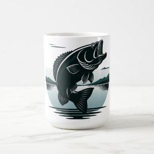 Mug Pêche de l'achigan à grande bouche minimaliste en