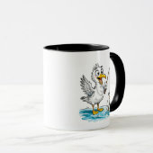 Mug Pêche de mouette avec canne à pêche en eau peu pro (Devant droit)