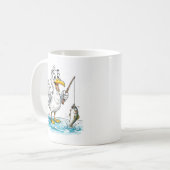 Mug Pêche de mouette avec canne dans l'eau peu profond (Devant gauche)