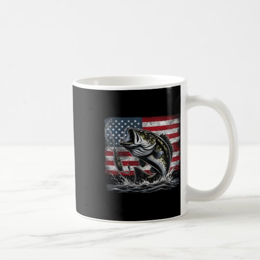 Mug Pêche Drapeau Américain Rétro B Poisson Pêcheur Ca (Droite)