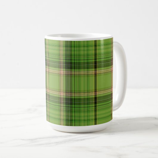 Mug Pêche et Plaid vert (fond) (Devant droit)