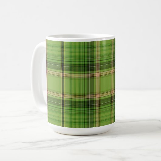 Mug Pêche et Plaid vert (fond) (Devant gauche)