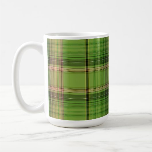 Mug Pêche et Plaid vert (fond) (Gauche)