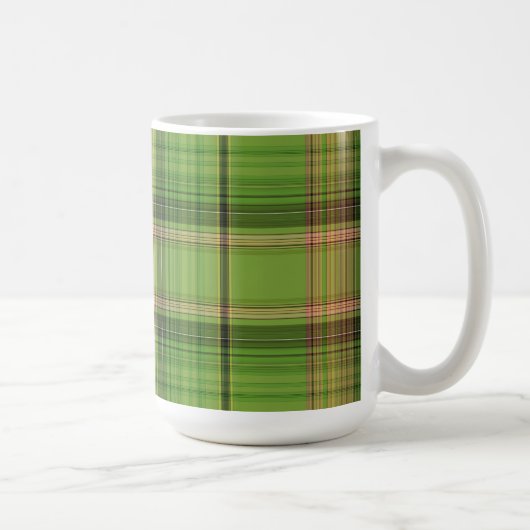 Mug Pêche et Plaid vert (fond) (Droite)
